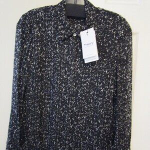 Theory Classic Straight Blouse Black Multi Chevron Burnout New with Tags